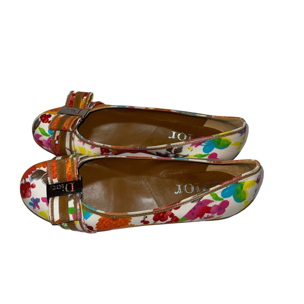 Dior Floral Print Flats - Orange and White - Picture 6 of 10